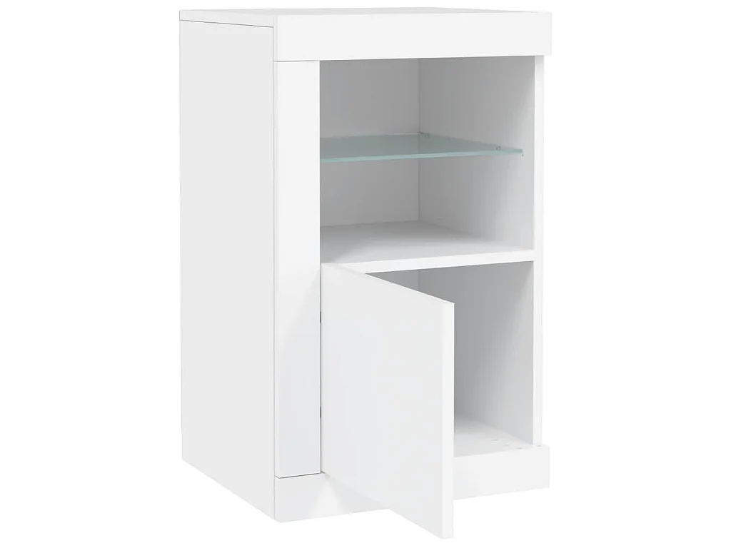 Beistellschrank mit LED-Leuchten Weiß Holzwerkstoff