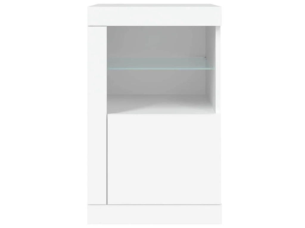 Beistellschrank mit LED-Leuchten Weiß Holzwerkstoff