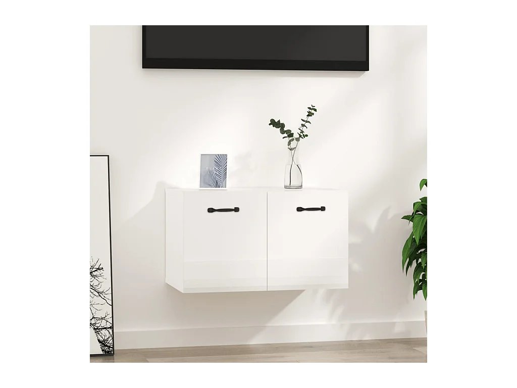 Armoire murale Blanc brillant 60x36,5x35 cm Bois d'ingénierie