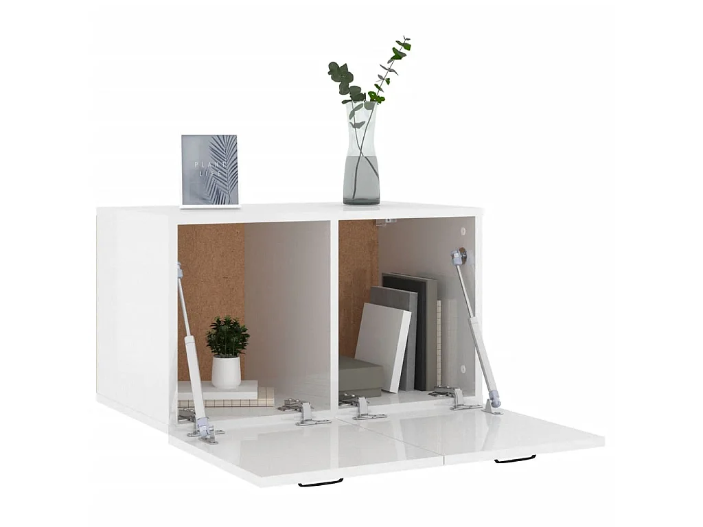 Wandkast 60x36,5x35 cm bewerkt hout hoogglans wit