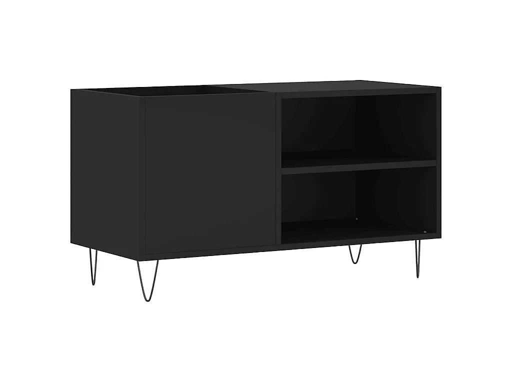 Armoire à disques noir 85x38x48 cm bois d'ingénierie