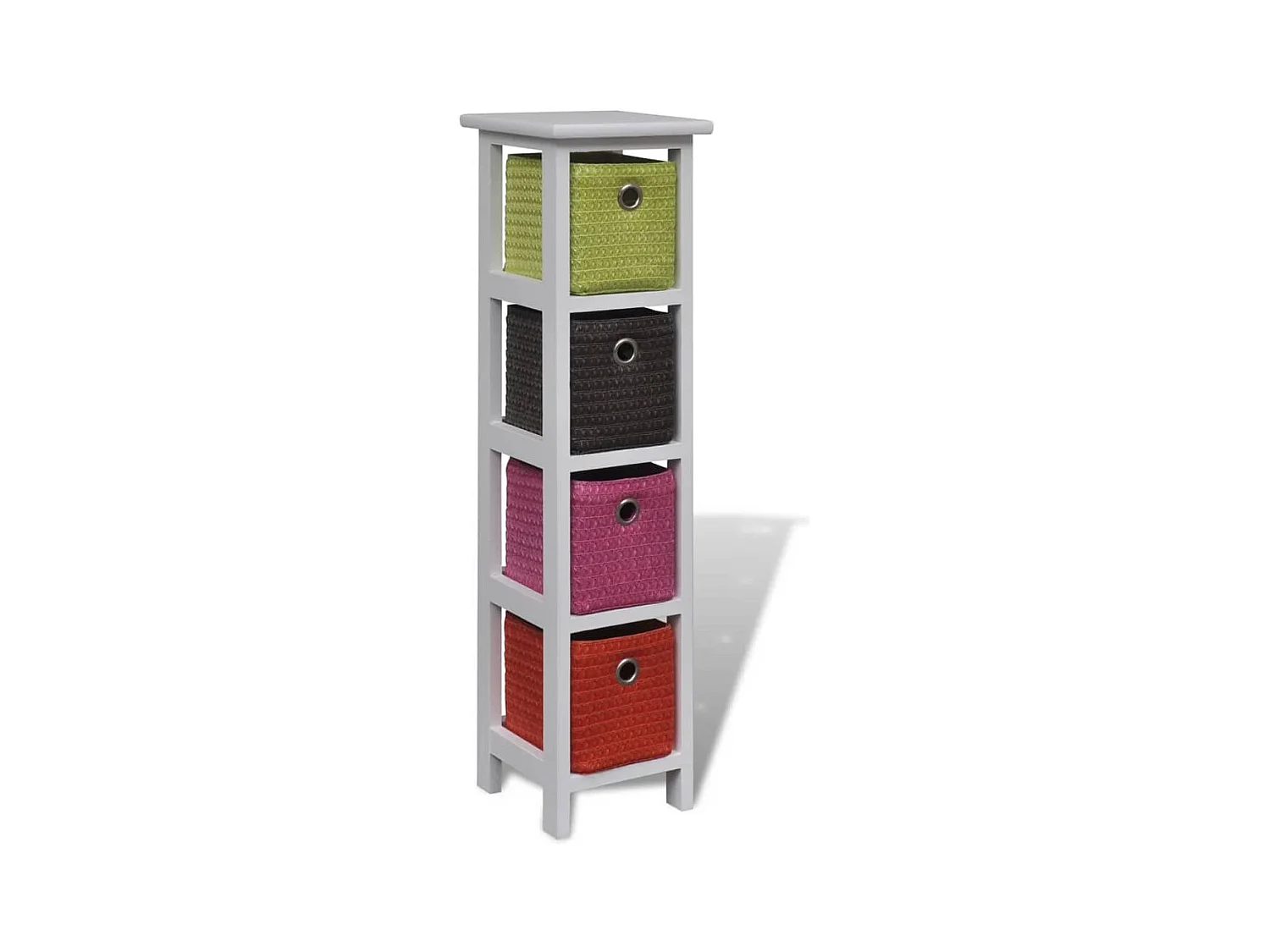 Étagère de rangement et paniers multicolores Bois de Paulownia