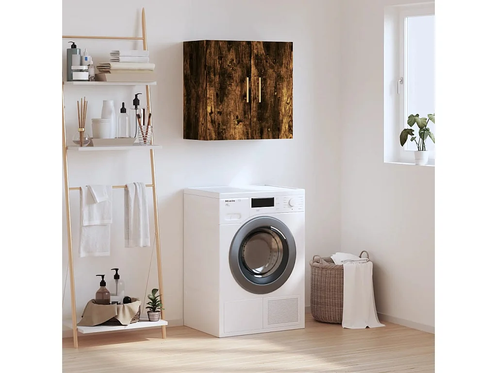 Armario de pared madera de ingeniería roble ahumado 60x31x60 cm