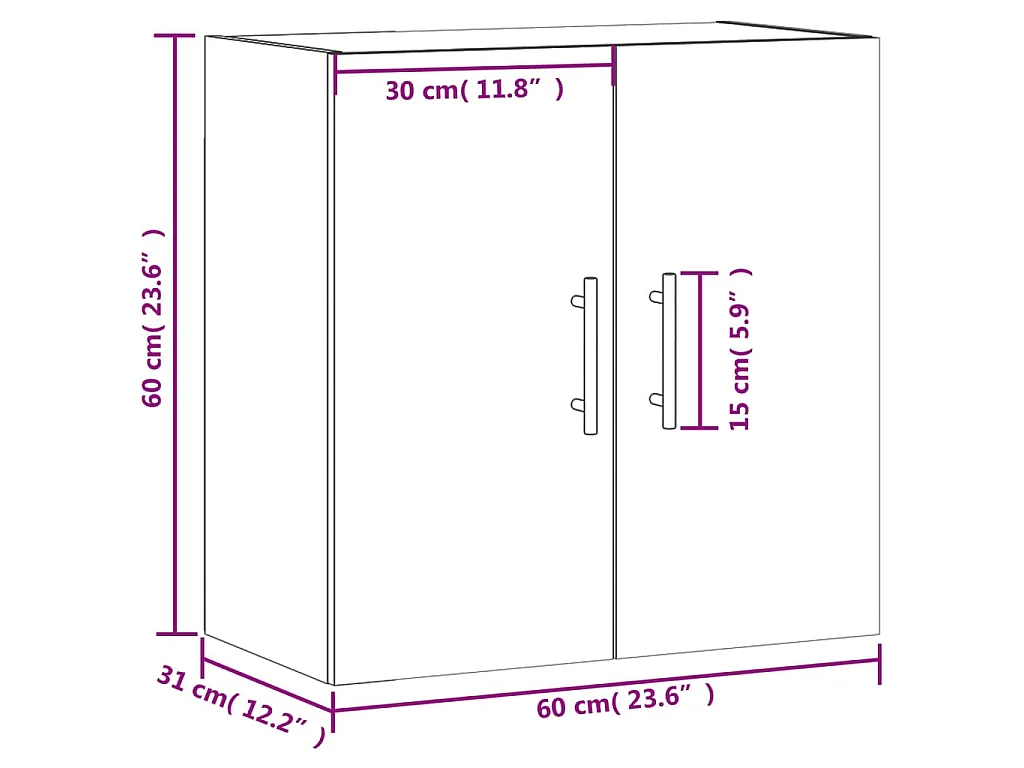 Armoire murale chêne fumé 60x31x60 cm bois d'ingénierie