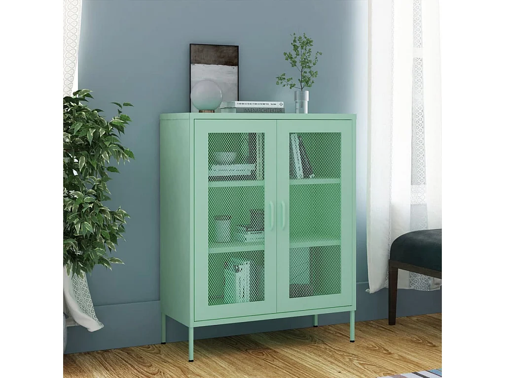 Armário de arrumação aço 80x35x101,5 cm verde-hortelã