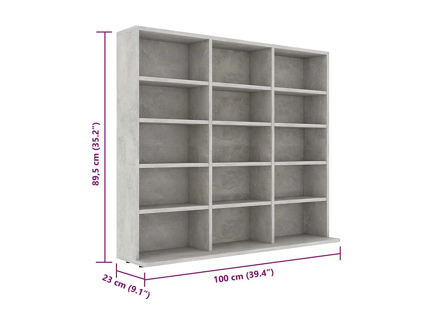 CD-Regal Betongrau 100x23x89,5 cm Holzwerkstoff