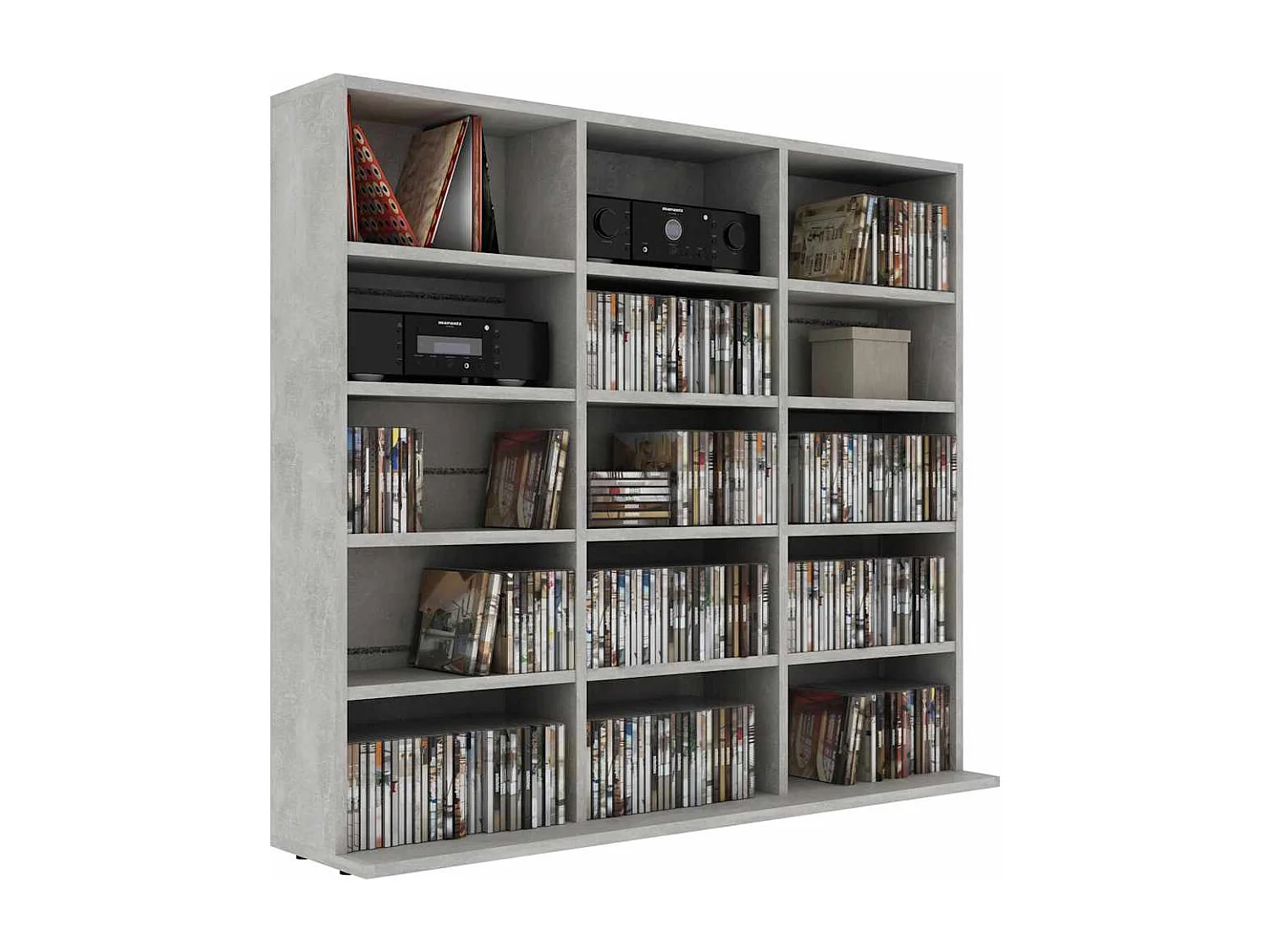 CD-Regal Betongrau 100x23x89,5 cm Holzwerkstoff