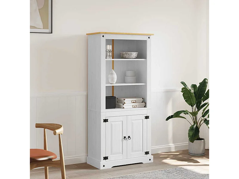 Buffetschrank Mexiko-Stil Kiefernholz Weiß 80x40x170 cm