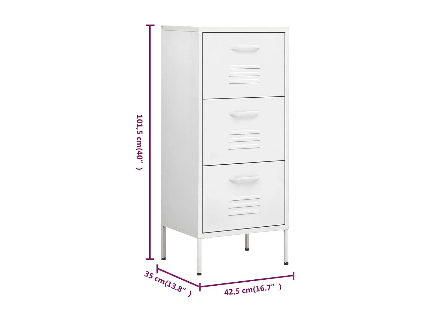 Lagerschrank Weiß 42,5x35x101,5 cm Stahl