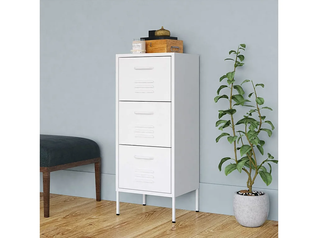 Armário de arrumação aço 42,5x35x101,5 cm branco