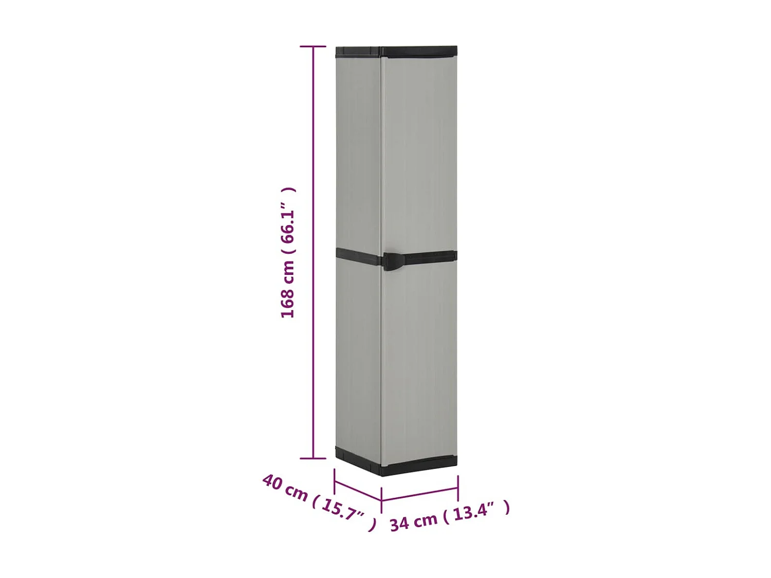 Armoire de rangement de jardin 3 étagères Gris/noir 34x40x168cm