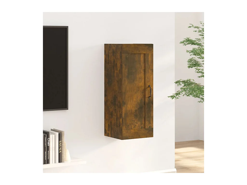 Armoire suspendue Chêne fumé 35x34x90 cm Bois d'ingénierie