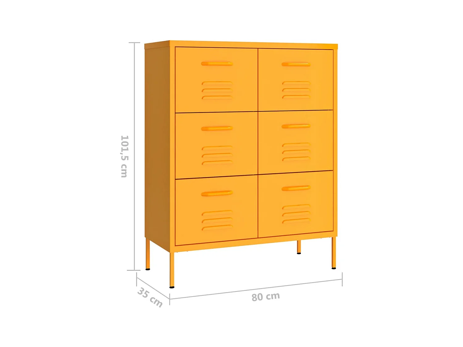 Ladekast 80x35x101,5 cm staal mosterdgeel