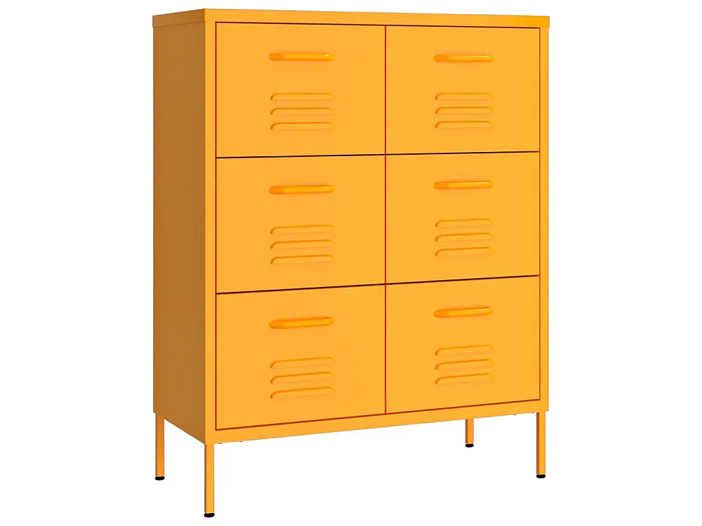Cassettiera Giallo Senape 80x35x101,5 cm in Acciaio