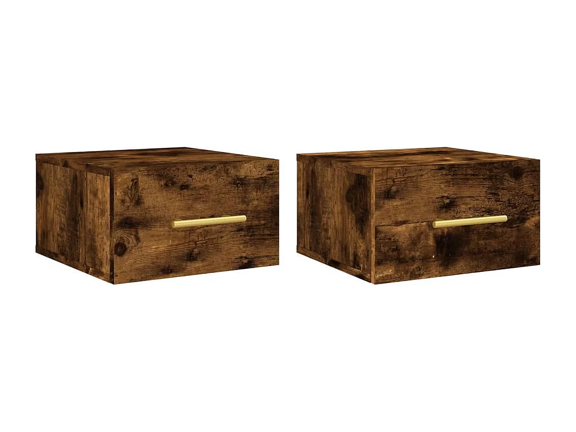 Mesitas de noche de pared 2 uds color roble ahumado 35x35x20 cm