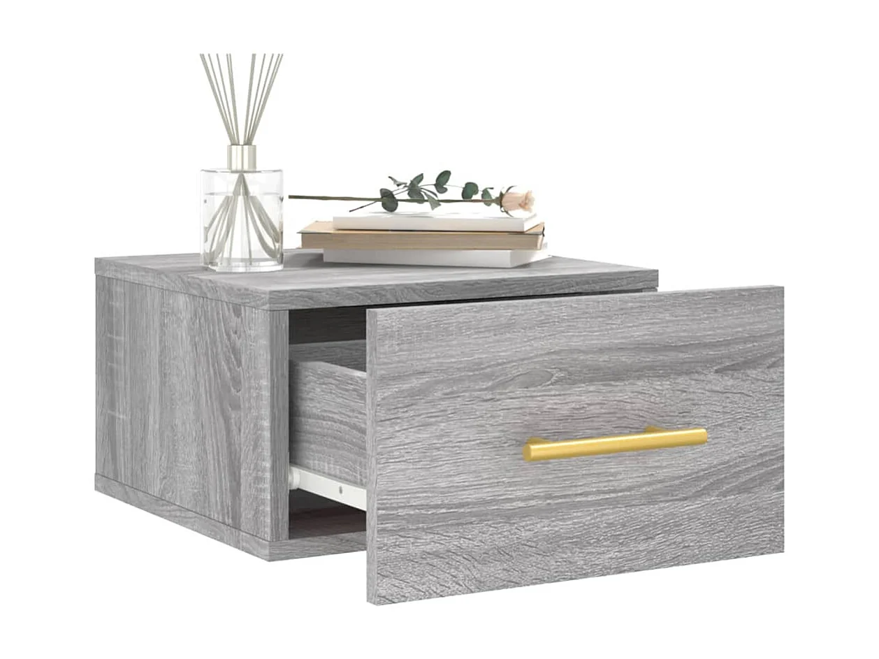 Table de chevet murale sonoma gris 35x35x20 cm