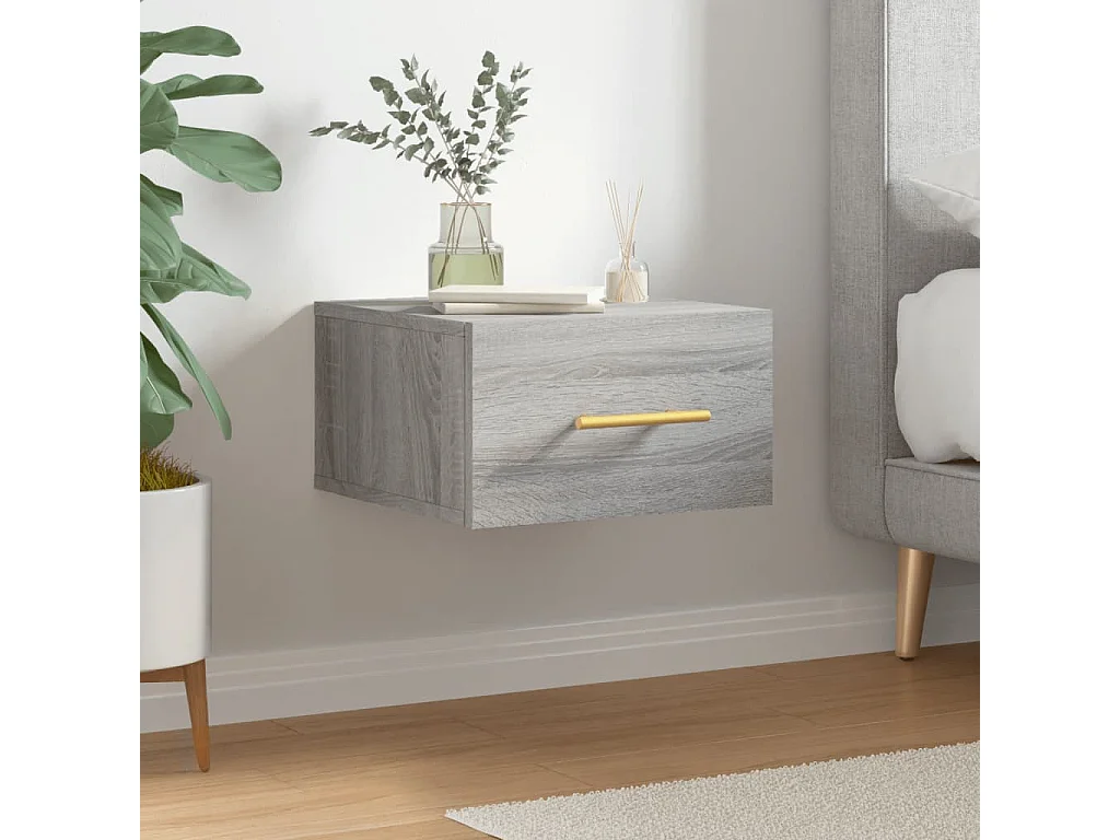 Mesa de cabeceira montagem na parede cinzento sonoma 35x35x20cm