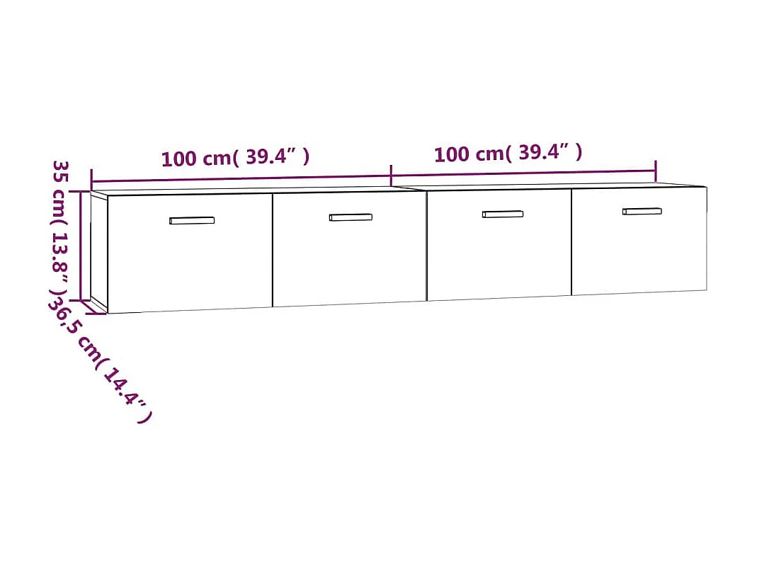 Armoires murales 2 pcs Sonoma gris 100x36,5x35 cm