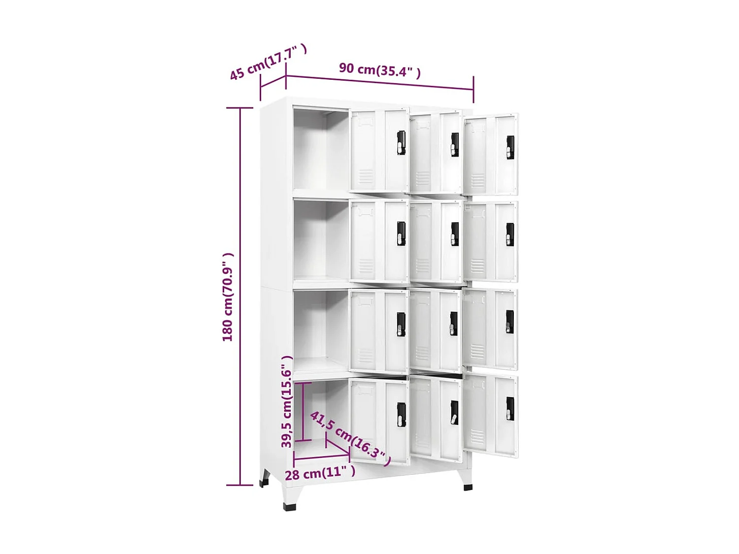 Armoire à casiers Blanc 90x45x180 cm Acier