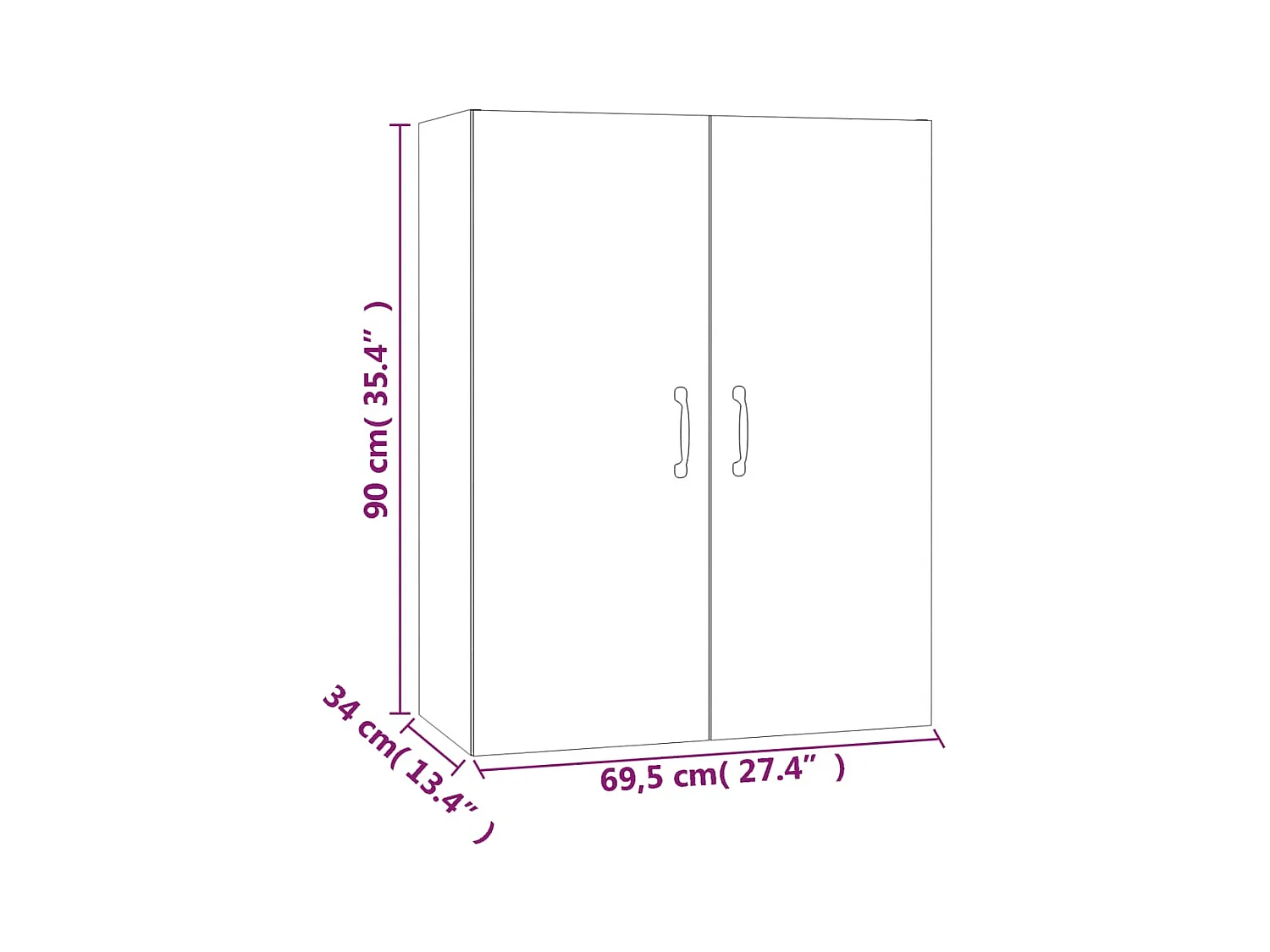 Armario colgante madera de ingeniería roble Sonoma 69,5x34x90cm