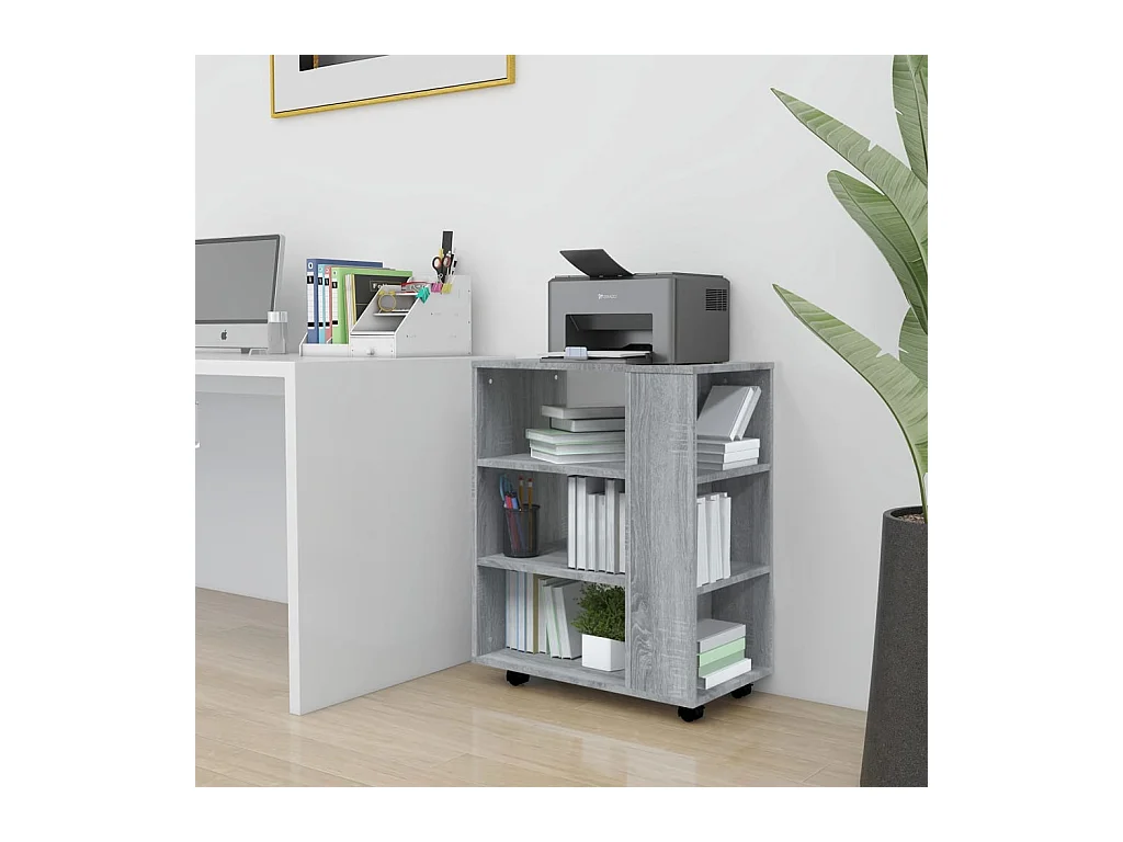 Armoire roulante Sonoma gris 60x35x75 cm Bois d'ingénierie