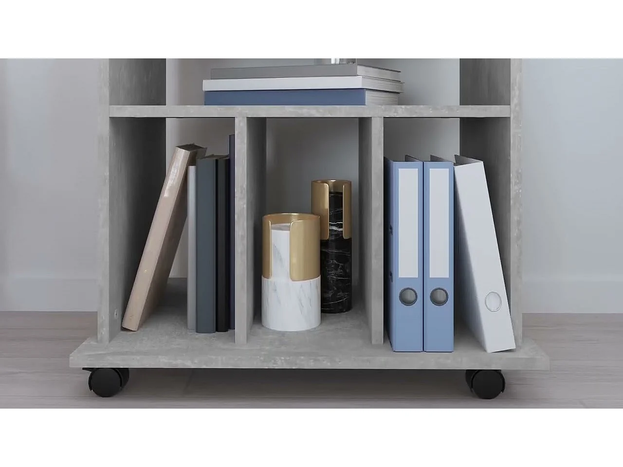 Armoire à roulettes Gris béton 60x45x60 cm Bois d’ingénierie