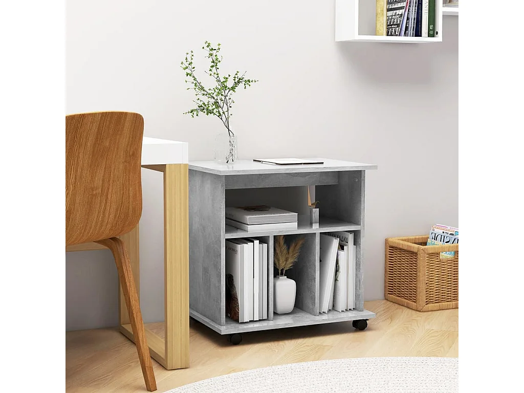 Armoire à roulettes Gris béton 60x45x60 cm Bois d’ingénierie