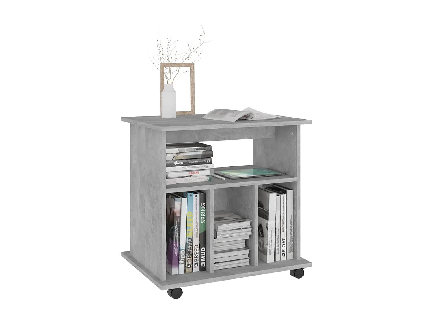 Armoire à roulettes Gris béton 60x45x60 cm Bois d’ingénierie
