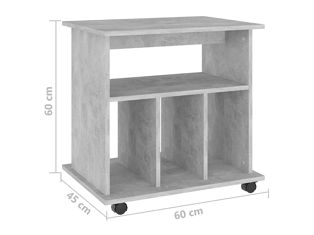 Rolkast 60x45x60 cm bewerkt hout betongrijs