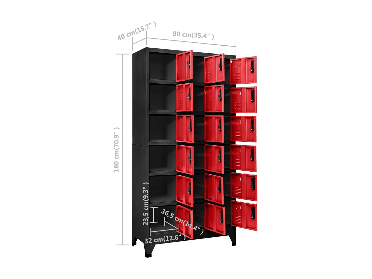 Armoire à casiers Anthracite et rouge 90x40x180 cm Acier