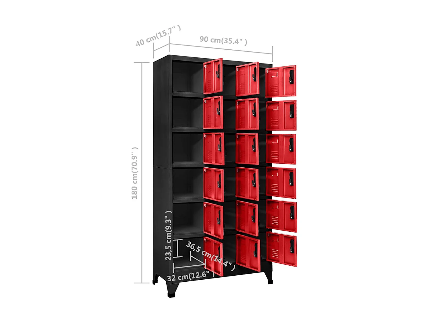 Armoire à casiers Anthracite et rouge 90x40x180 cm Acier