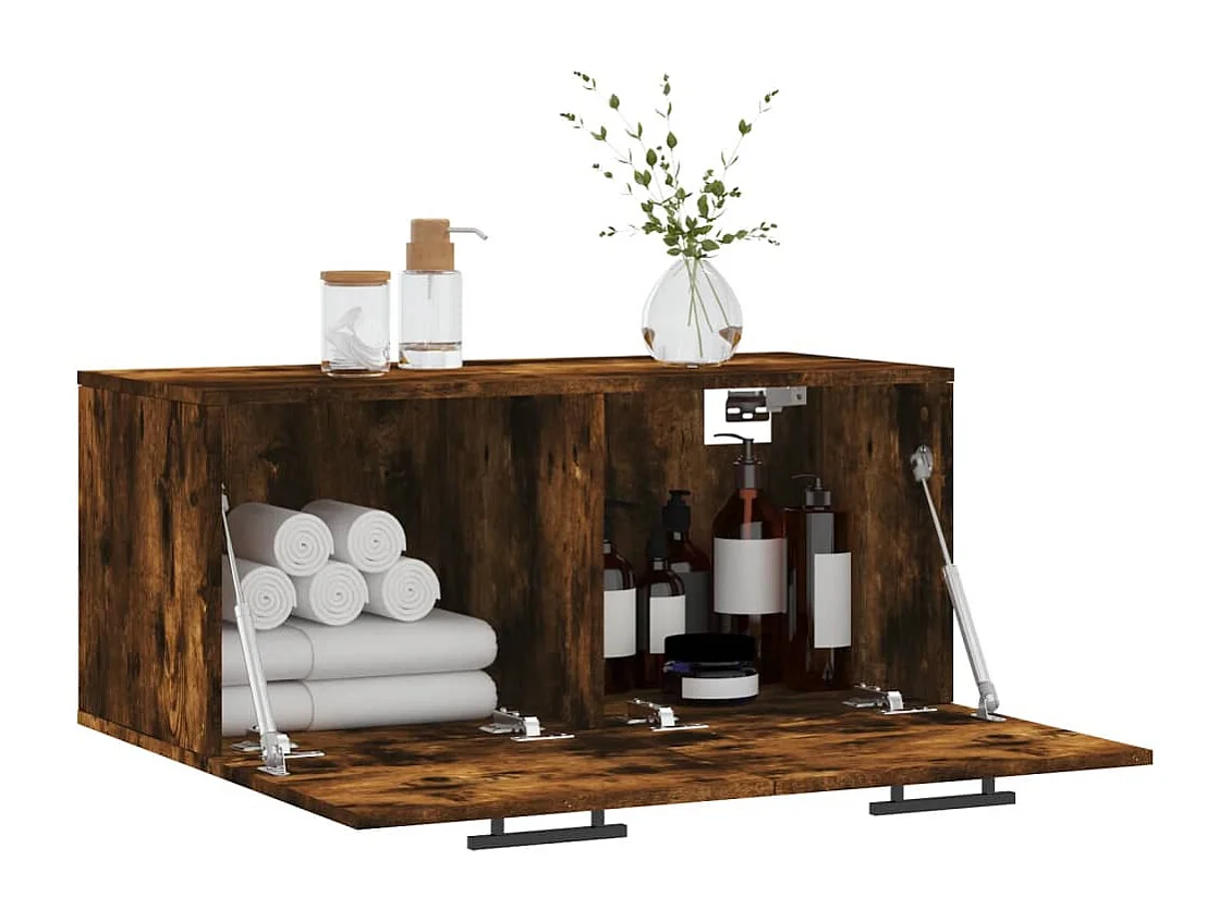 Wandkast 80x36,5x35 cm bewerkt hout gerookt eikenkleurig
