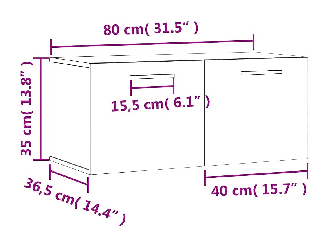 Armoire murale chêne fumé 80x36,5x35 cm bois d'ingénierie
