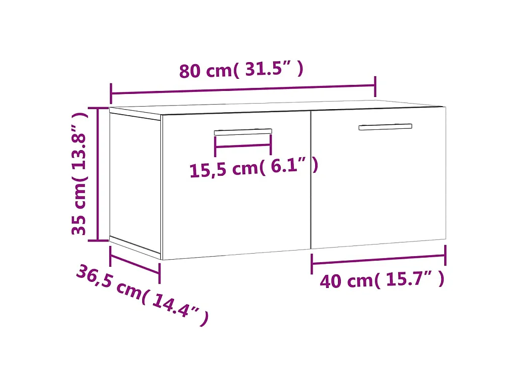 Mobile a Parete Rovere Fumo 80x36,5x35 cm in Legno Multistrato