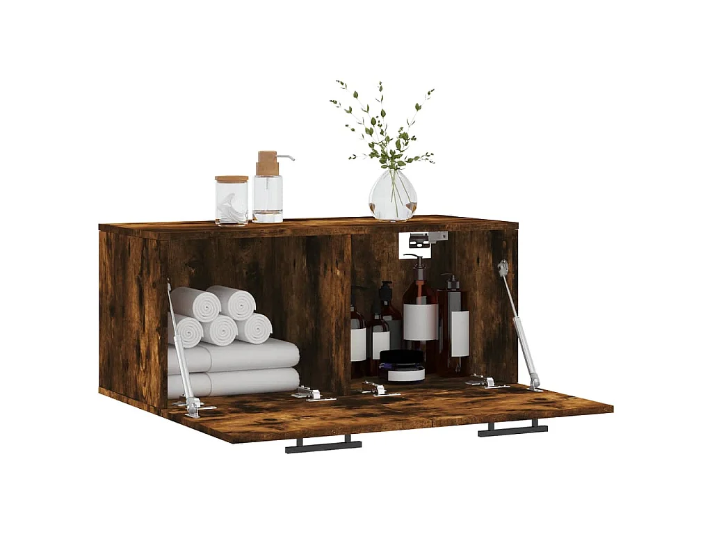 Mobile a Parete Rovere Fumo 80x36,5x35 cm in Legno Multistrato
