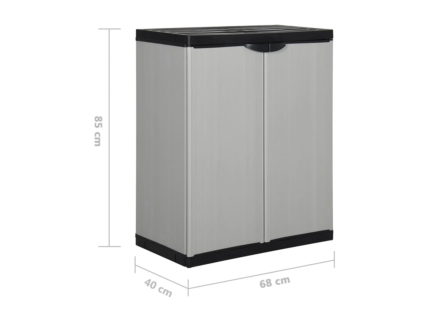 Garten-Lagerschrank mit 1 Boden Grau und Schwarz 68x40x85 cm