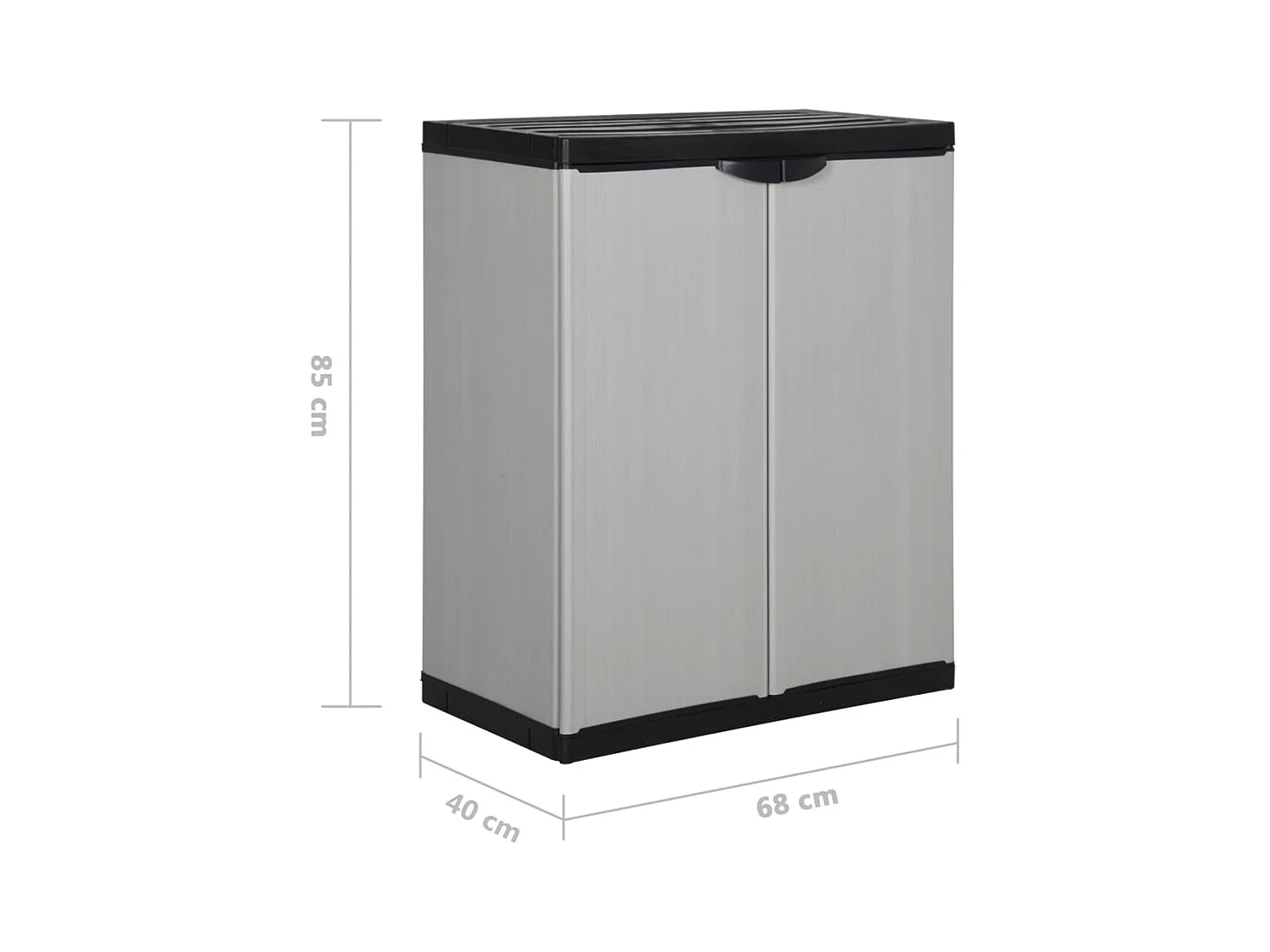 Garten-Lagerschrank mit 1 Boden Grau und Schwarz 68x40x85 cm