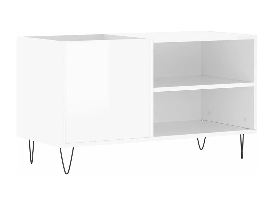 Plattenschrank Hochglanz-Weiß 85x38x48 cm Holzwerkstoff