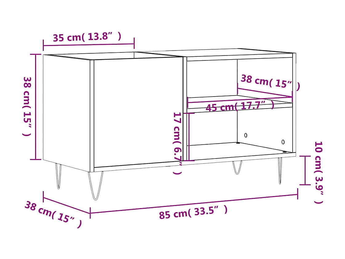 Plattenschrank Hochglanz-Weiß 85x38x48 cm Holzwerkstoff
