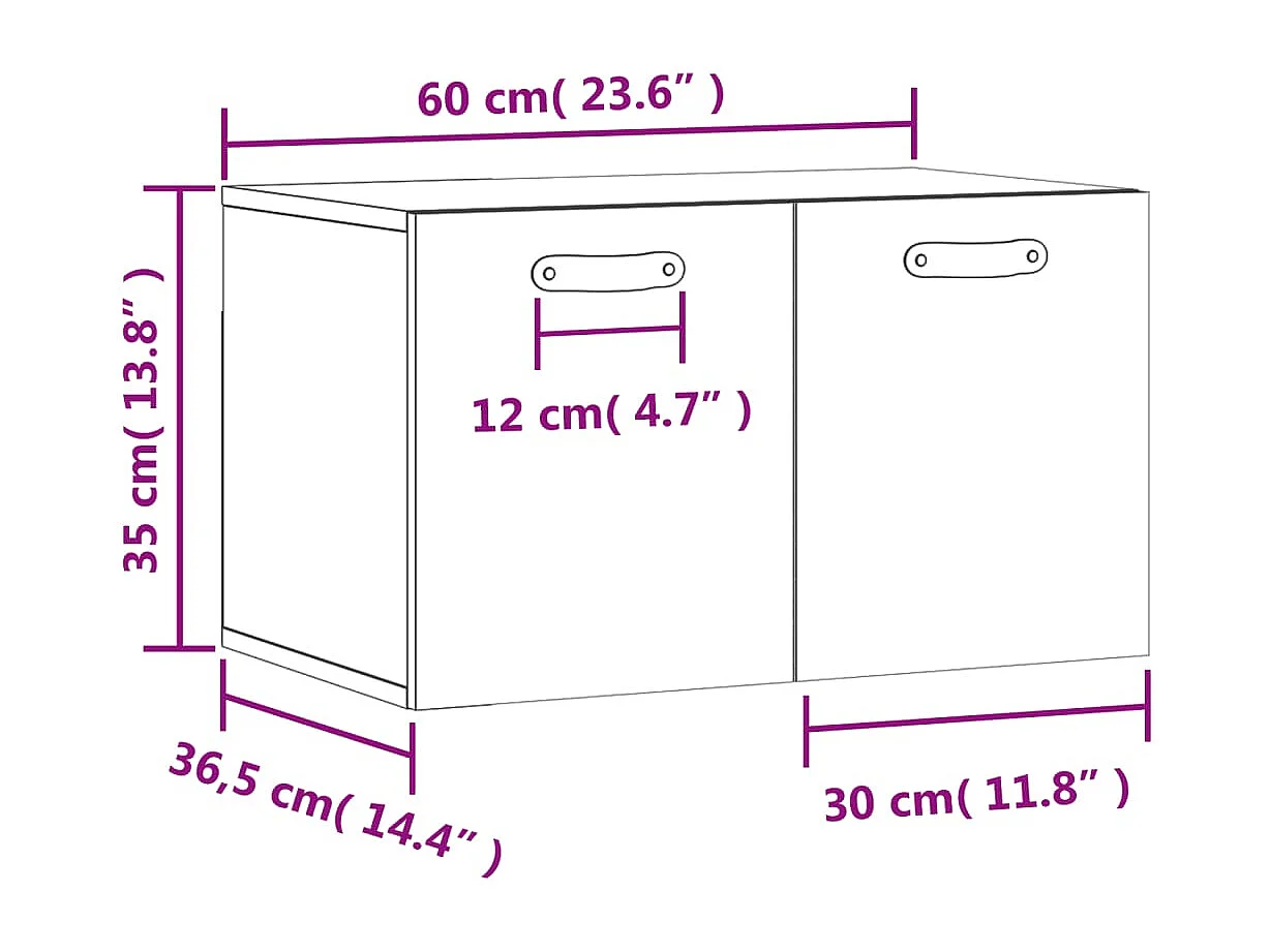 Wandschrank Weiß 60x36,5x35 cm Holzwerkstoff