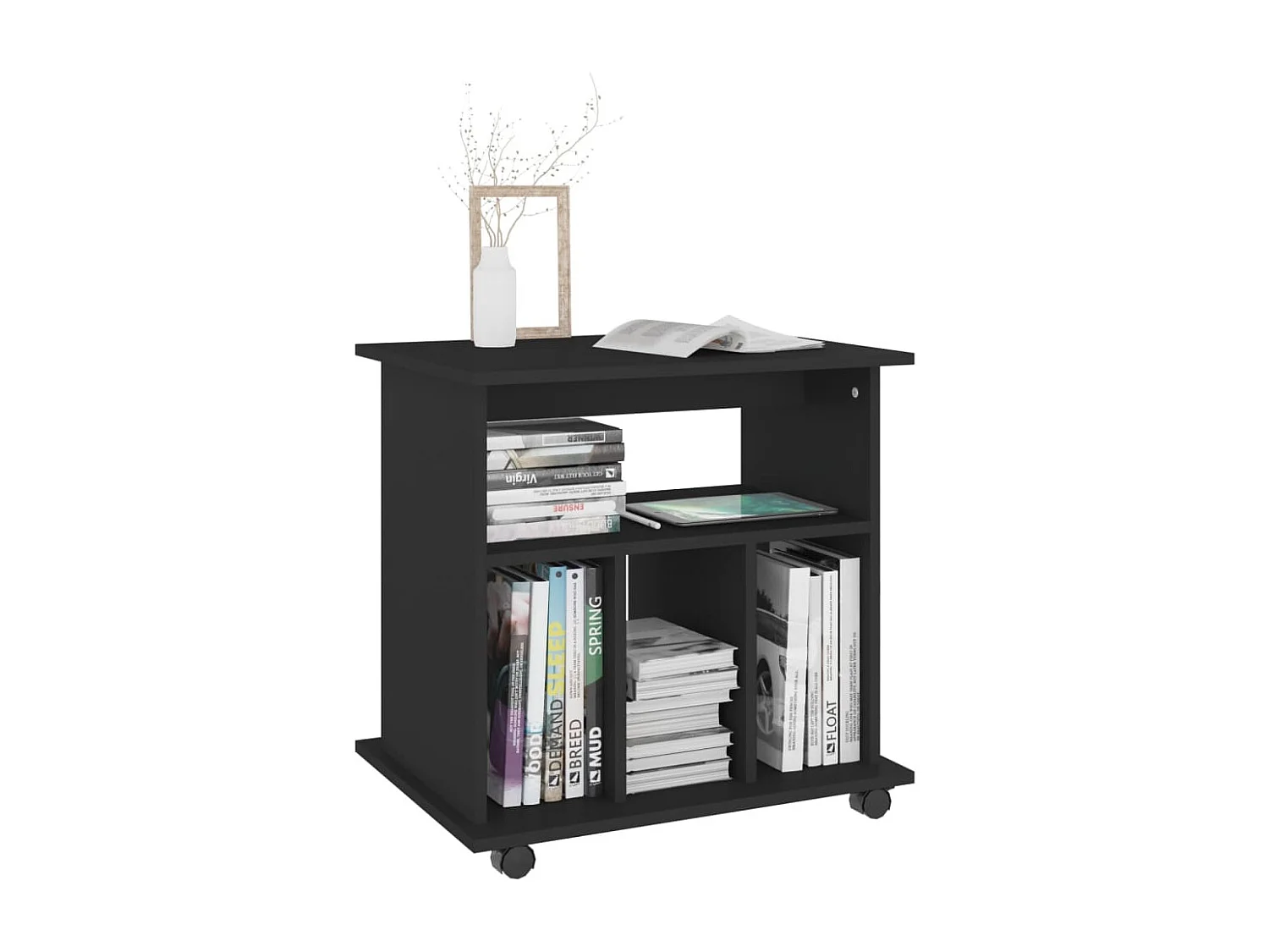 Armoire à roulettes Noir 60x45x60 cm Bois d’ingénierie