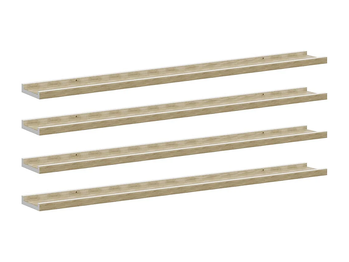 Étagères murales 4 pcs blanc et chêne sonoma 100x9x3 cm