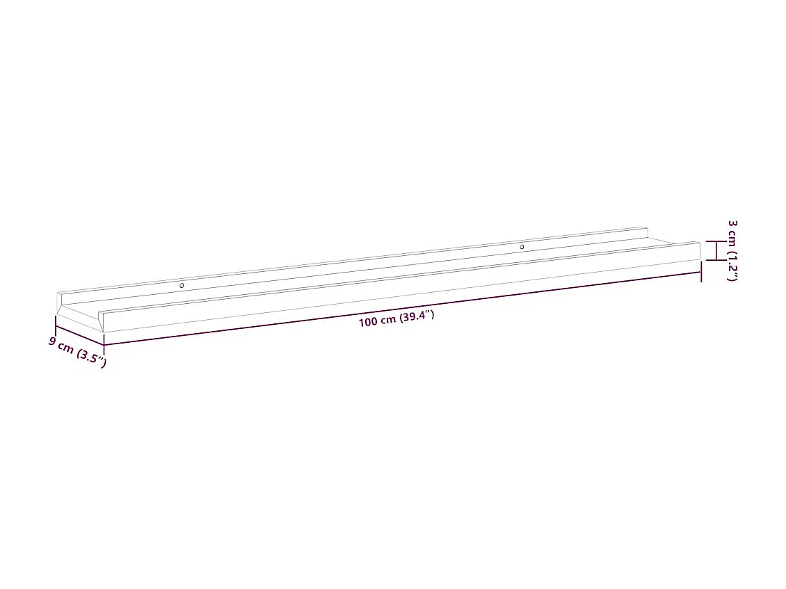 Étagères murales 4 pcs blanc et chêne sonoma 100x9x3 cm