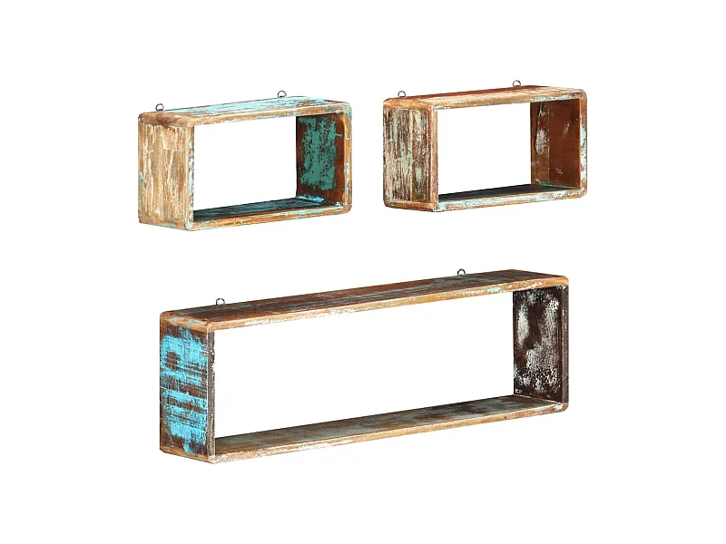 Ensemble d'étagère cube 3 pcs Bois solide de récupération