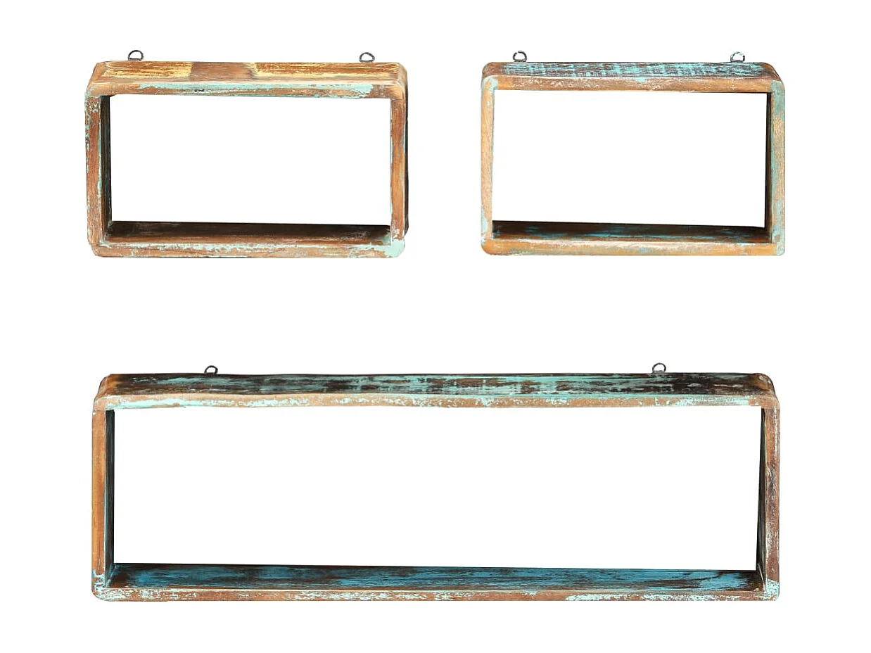 Ensemble d'étagère cube 3 pcs Bois solide de récupération