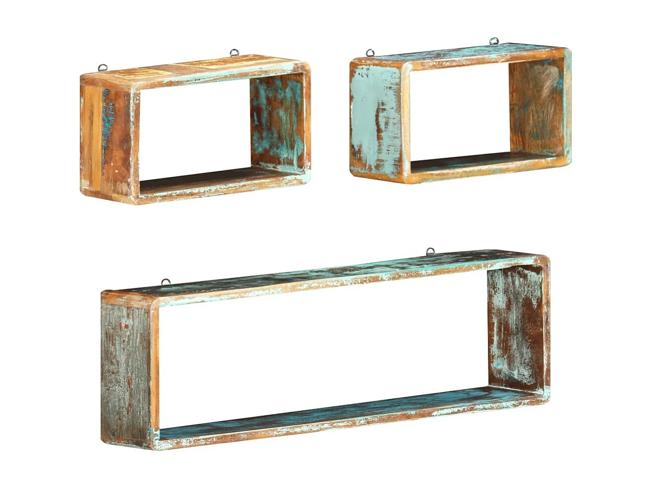 Ensemble d'étagère cube 3 pcs Bois solide de récupération