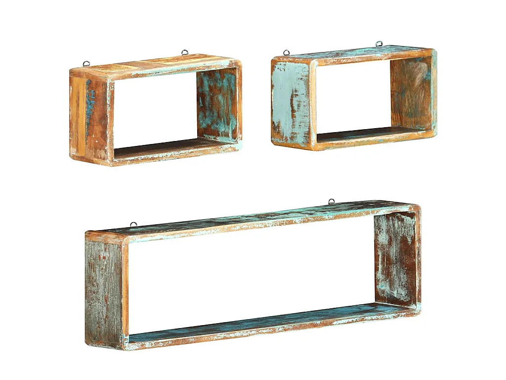 Ensemble d'étagère cube 3 pcs Bois solide de récupération