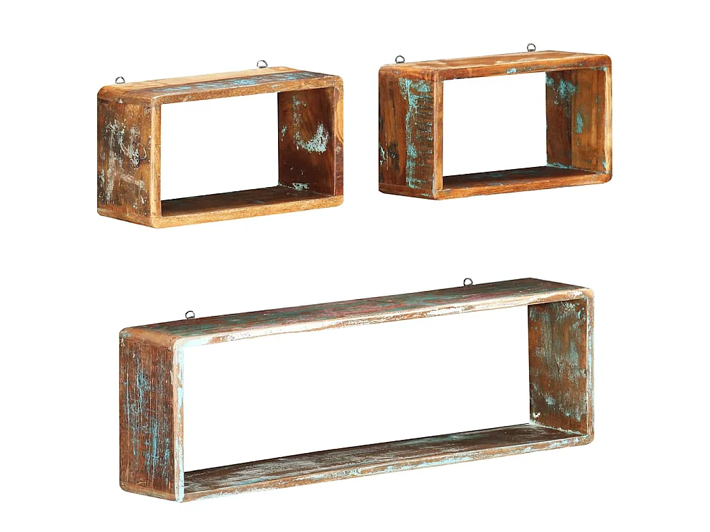 Ensemble d'étagère cube 3 pcs Bois solide de récupération