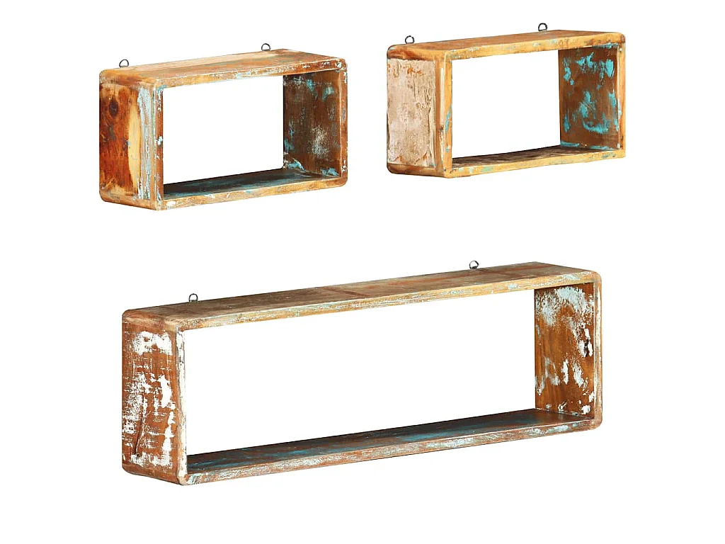Ensemble d'étagère cube 3 pcs Bois solide de récupération
