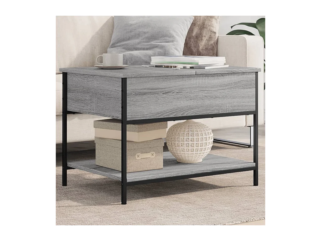 Table basse sonoma gris 70x50x50 cm bois d'ingénierie et métal
